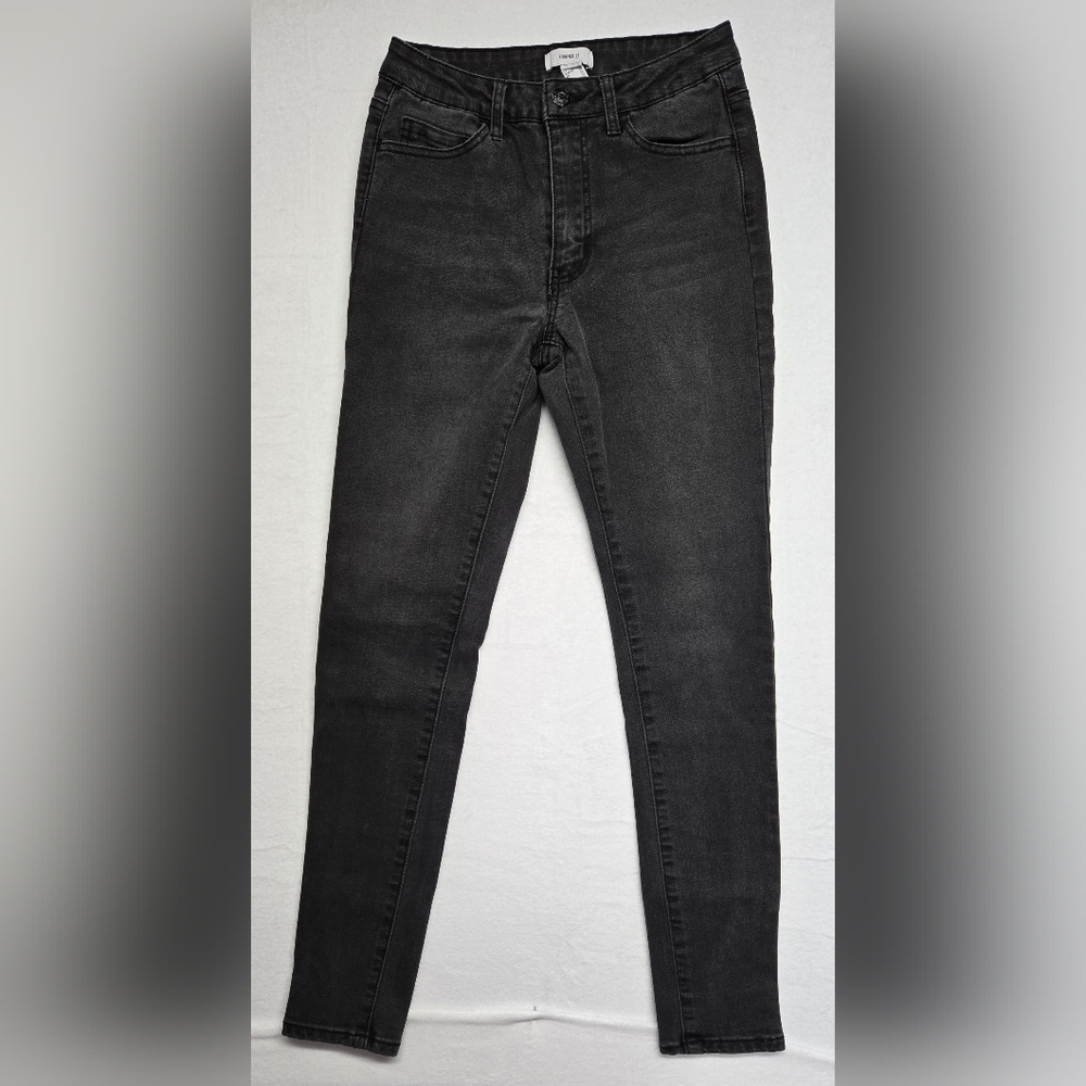 Forever 21 Black Skinny Jeans 5 Pocket Zipper Fly 25 Waist